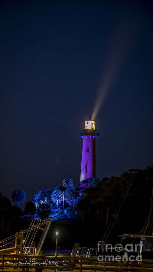 Jupiter Lighthouse at Night Photograph by Nancy L Marshall