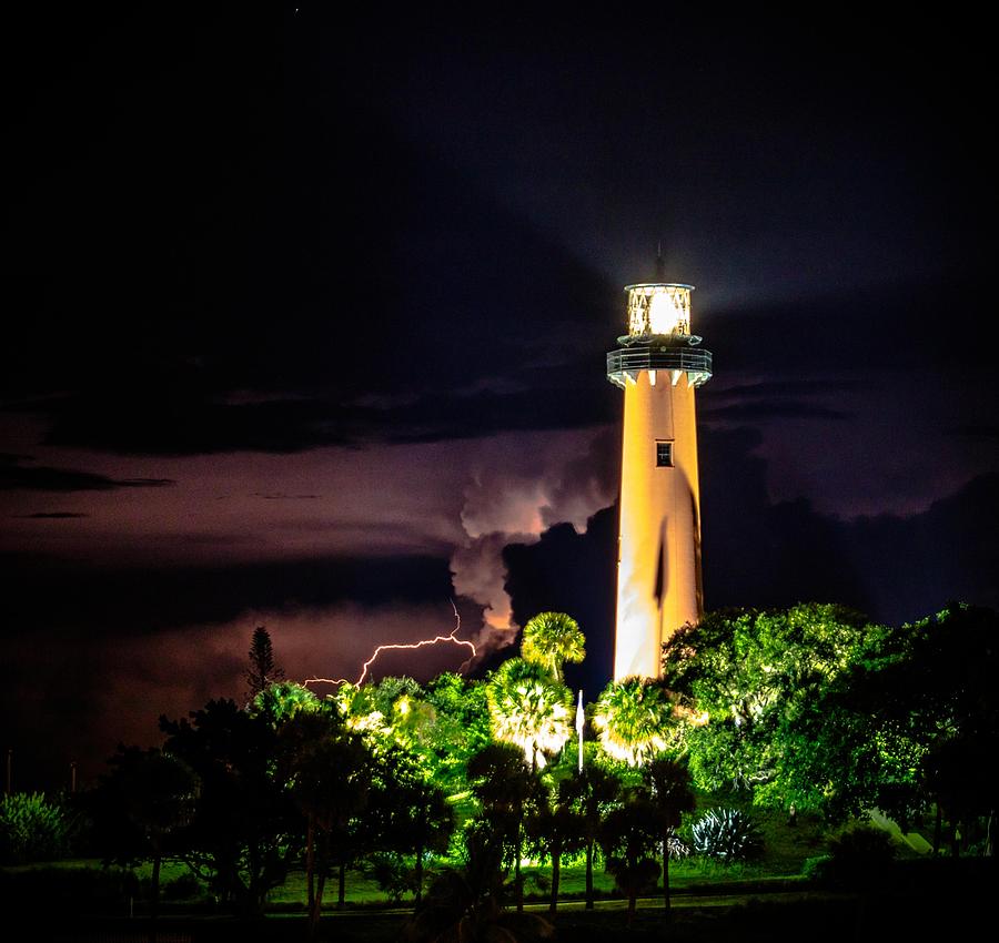 Jupiter Lighthouse Lightning Photograph by Christopher Perez