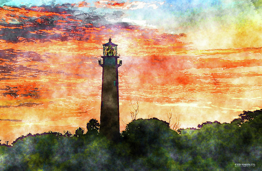 Jupiter Lighthouse Sunrise Art Mixed Media by Ken Figurski