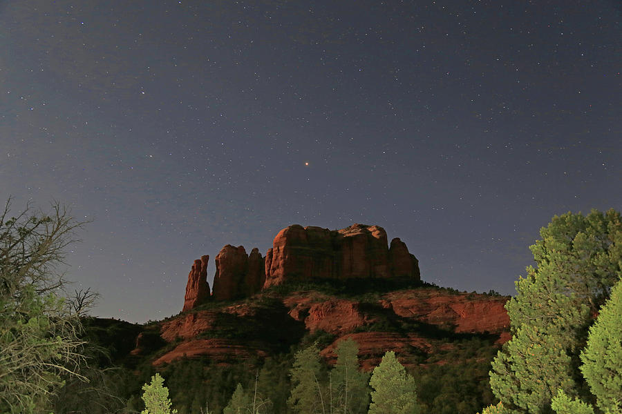 Jupiter Over Cathedral Rock at Midnight Photograph by Donna Kennedy