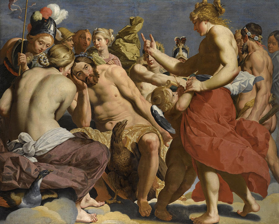 Greek Mythology Painting - Jupiter Rebuked by Venus on Mount Olympus  by Workshop of Abraham Janssens