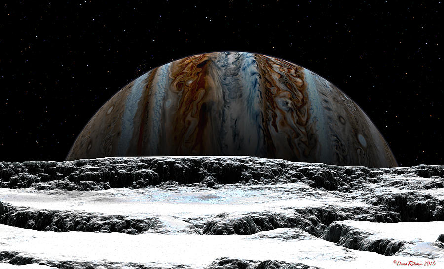 Space Digital Art - Jupiter rise at Europa by David Robinson