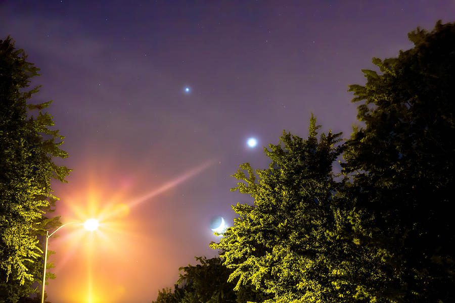 Jupiter Venus and the Cresent Moon Photograph by Micah Goff