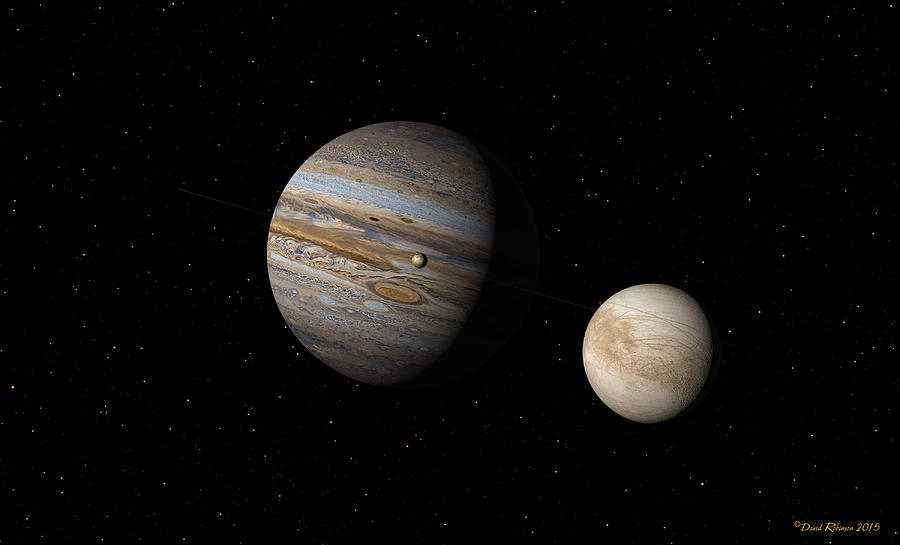 Space Digital Art - Jupiter with IO and Europa by David Robinson