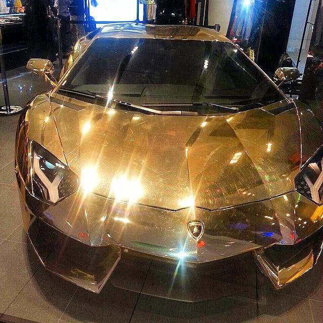 Cool Photograph - Just A Casual Gold Chrome Aventador by AR Carspotter