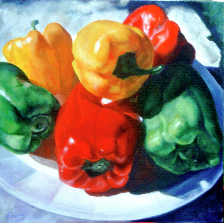 Just A Family of Peppers Painting by Shannon Grissom