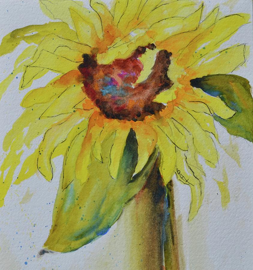 Just A Sunflower Painting by Beverley Harper Tinsley
