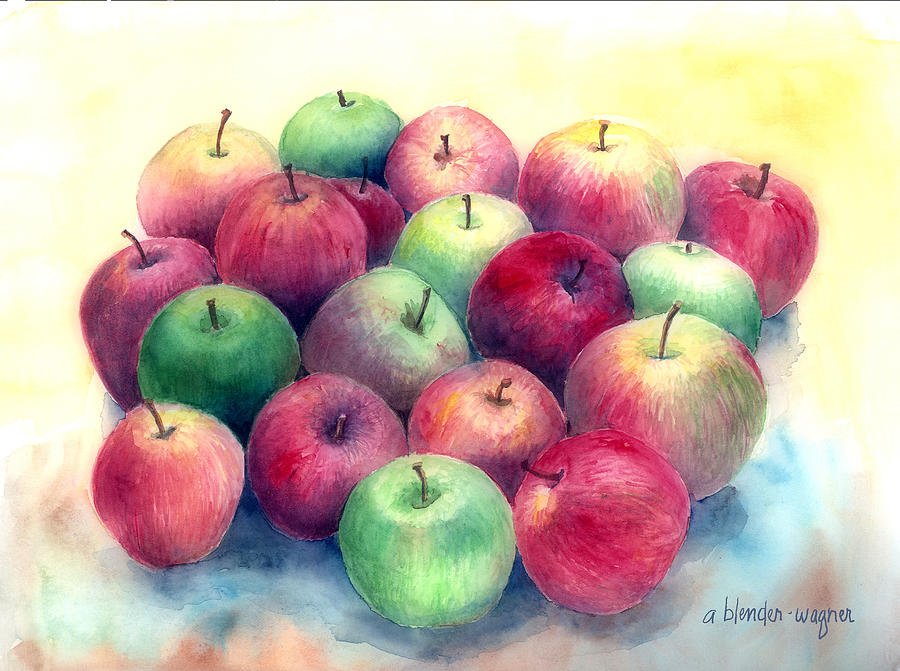 Apple Painting - Just Apples by Arline Wagner