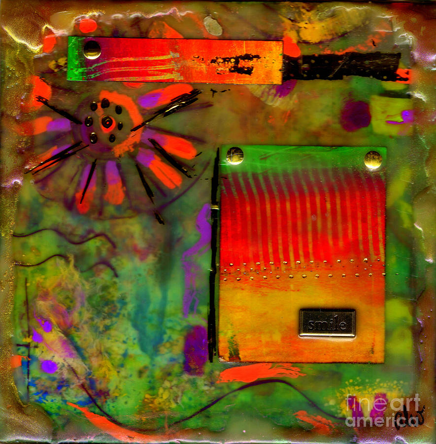 Abstract Mixed Media - Just Asking for A Smile by Angela L Walker