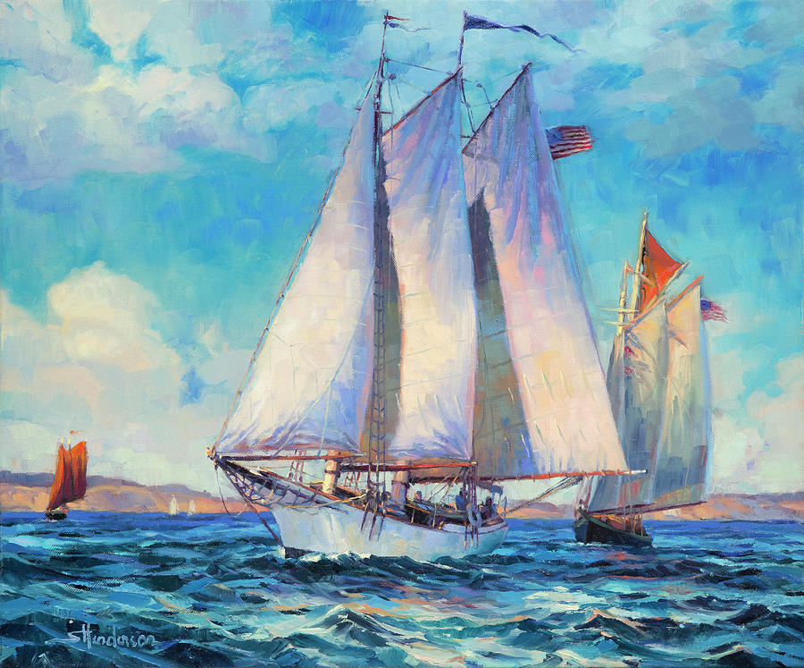 Sailboat Painting - Just Breezin by Steve Henderson