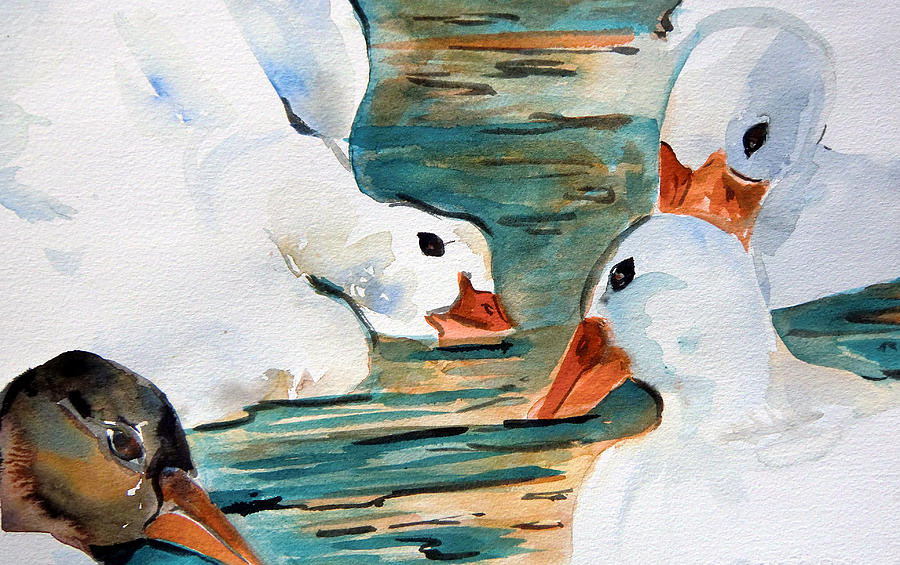 Just Duckie Painting by Mindy Newman