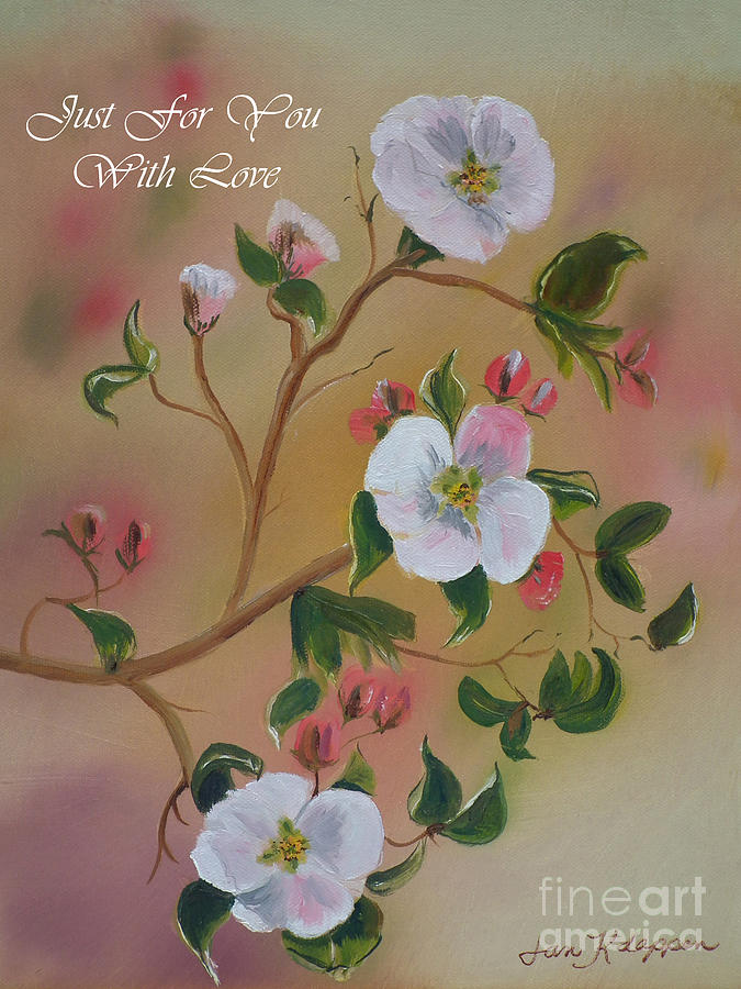 Just for You- Greeting Card -Three Blooms Painting by Jan Dappen
