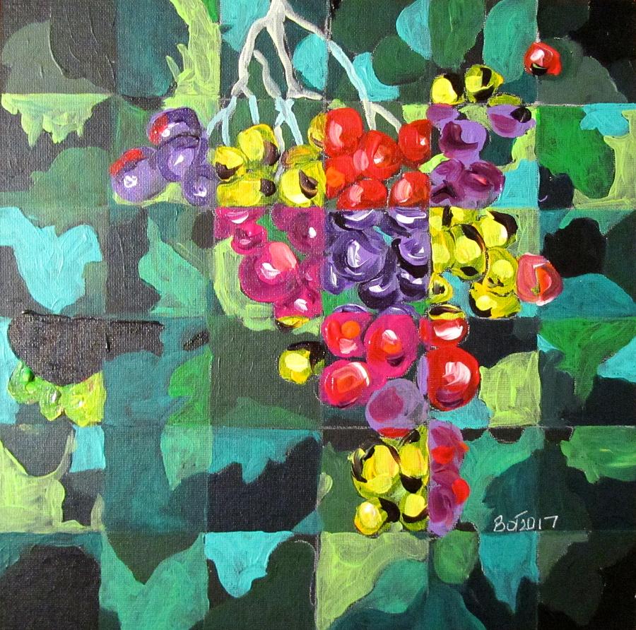 Just Grapes Painting by Barbara OToole