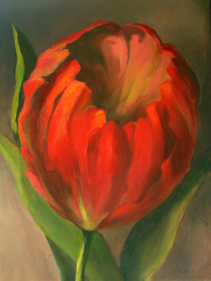 Just One Red Tulip Painting by Vikki Bouffard