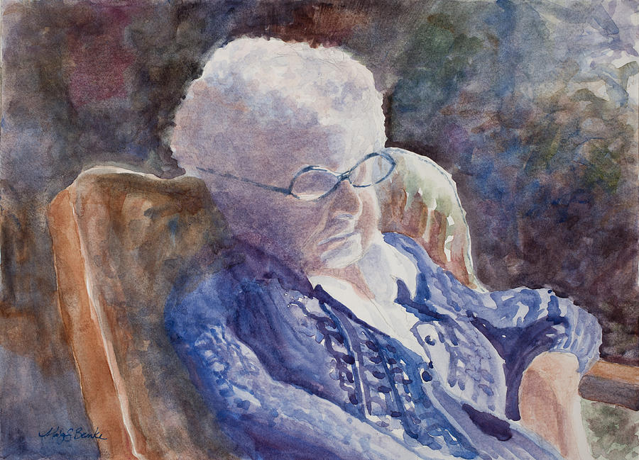 Portrait Painting - Just Resting My Eyes by Mary Benke