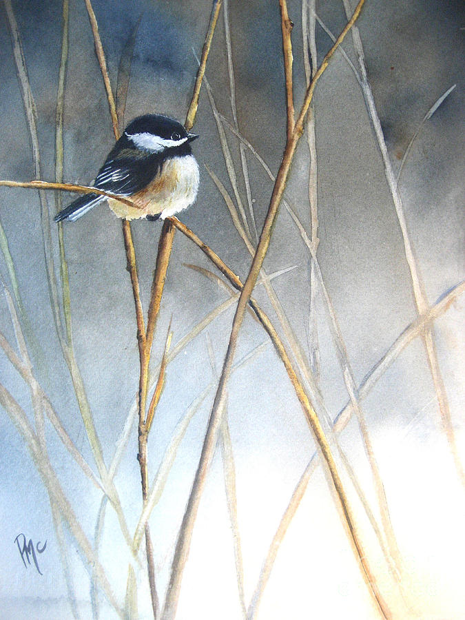 Chickadee Painting - Just Thinking by Patricia Pushaw