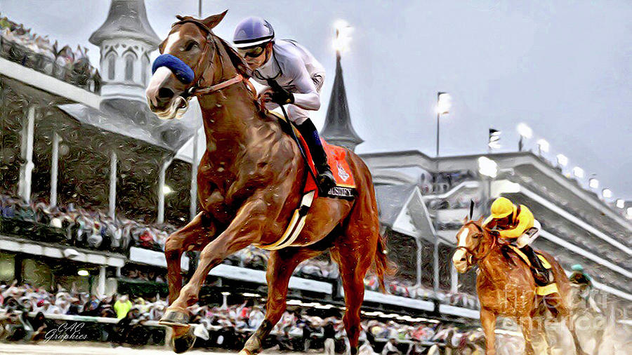 Justify Wins Kentucky Derby Digital Art by CAC Graphics