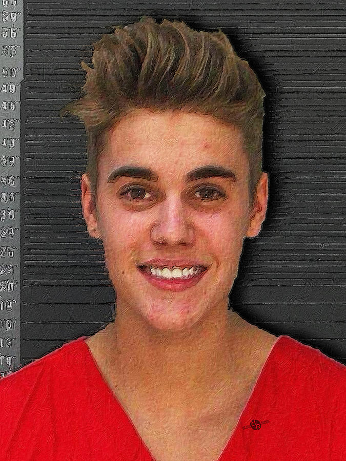 Justin Bieber Painting - Justin Bieber Mug Shot PAINTING 2014 by Tony Rubino