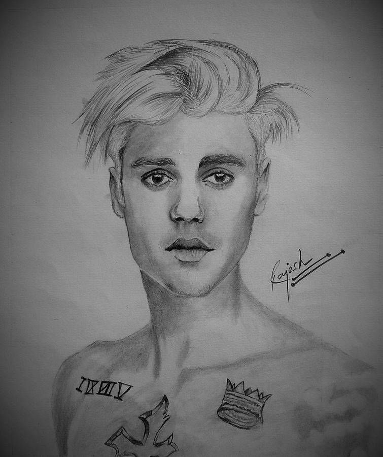 Buy Justin Bieber Drawing Print Hand Drawn Coloured Pencil JB4 Online at  desertcartINDIA