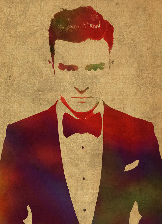 Justin Timberlake Mixed Media - Justin Timberlake Watercolor Portrait by Design Turnpike