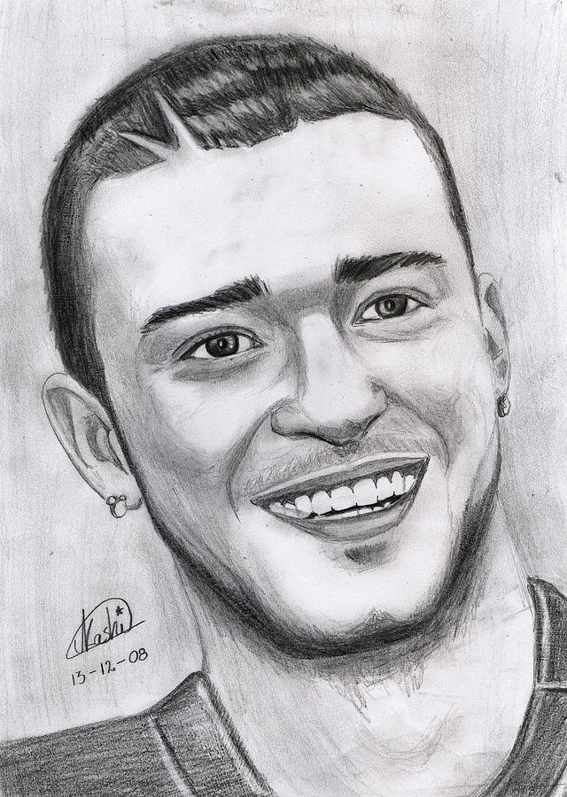 Justing Timberlake Portrait Drawing by Alban Dizdari
