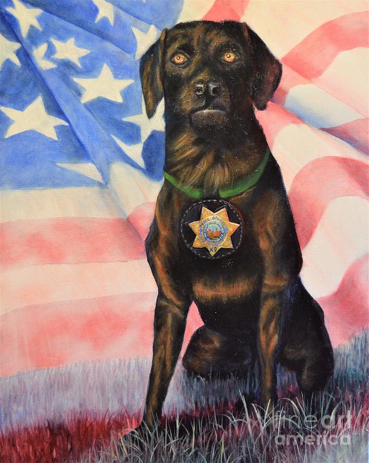 K-9 Officer Rodney Painting by Sherry Strong
