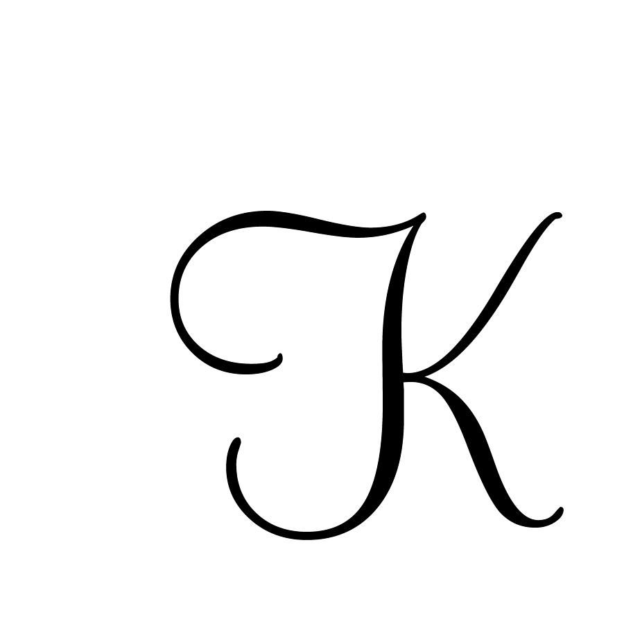 K in Black Simple Script Digital Art by Custom Home Fashions