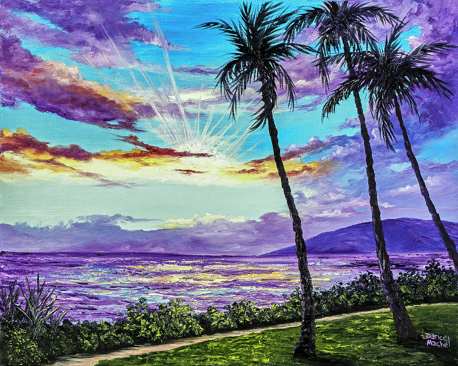 Kaanapali Beach Sunset Painting by Darice Machel McGuire