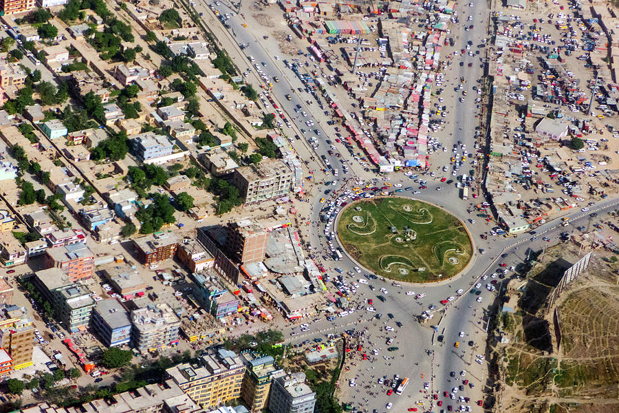 Kabul Traffic Circle Aerial Photo Photograph by SR Green
