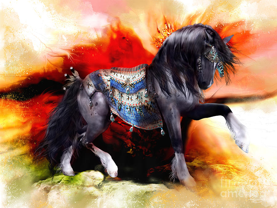Abstract Digital Art - Kachina Hopi Spirit Horse  by Shanina Conway