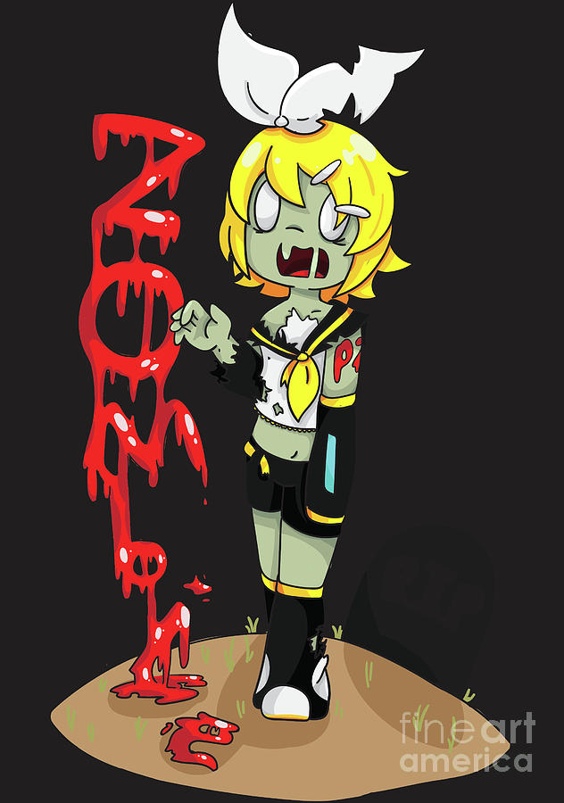 Zombie Digital Art - Kagamine Rin Zombie Fan Art by Veronica Ely