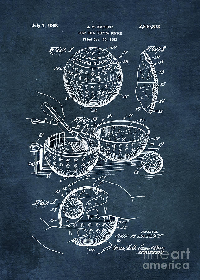 Kaheny Golf Ball coating device patent art Digital Art by Justyna Jaszke JBJart