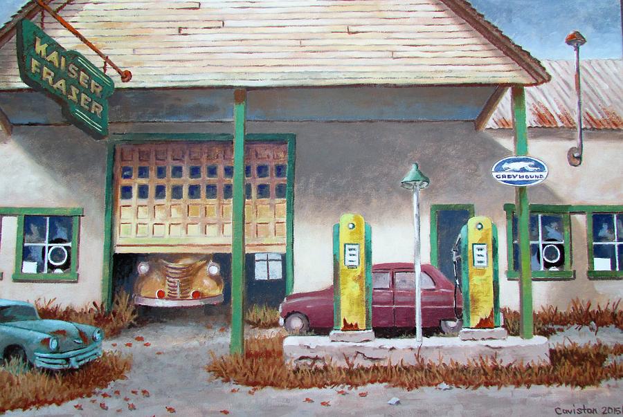 Gas Station Painting - Kaiser Frazer Dealer, Shunk Pa. by Tony Caviston