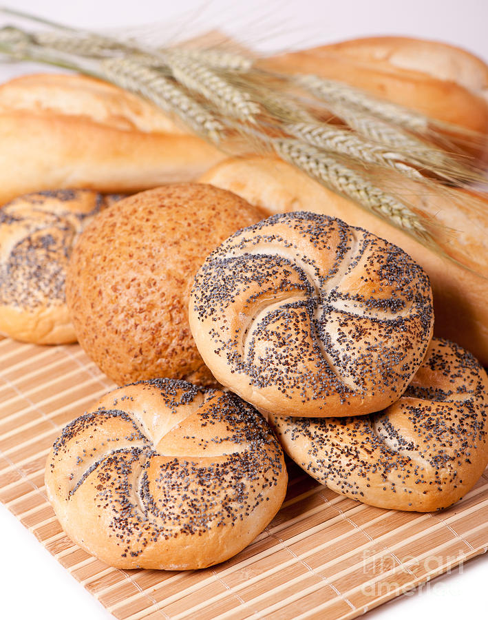 Kaiser Rolls With Poppy Seeds And Graham Roll  Photograph by Arletta Cwalina