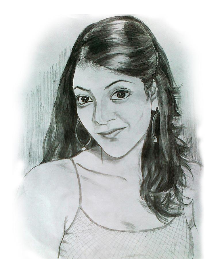 pen sketch kajal by Narayanan Agarwal Kajal Vinod Drawing