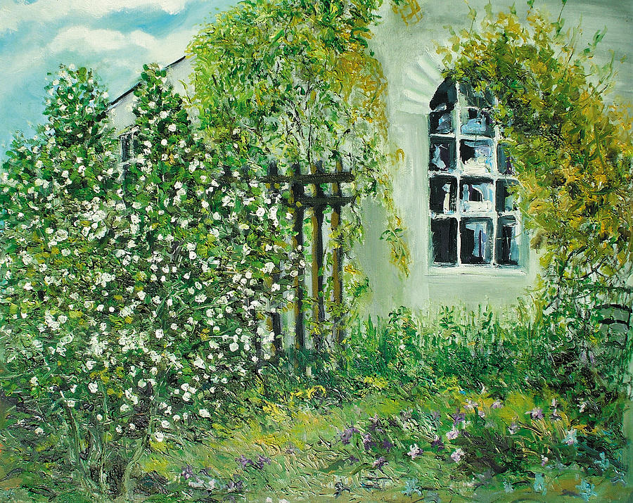 Flower Painting - Kalina Flowers viburnum flowers and A Window by Animesh Roy