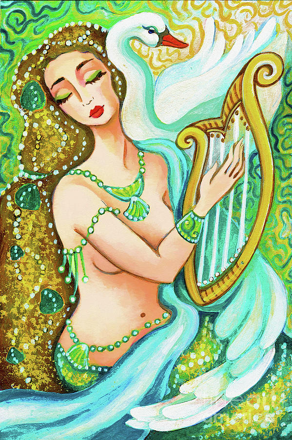 Kalliope and the god Swan Painting by Eva Campbell