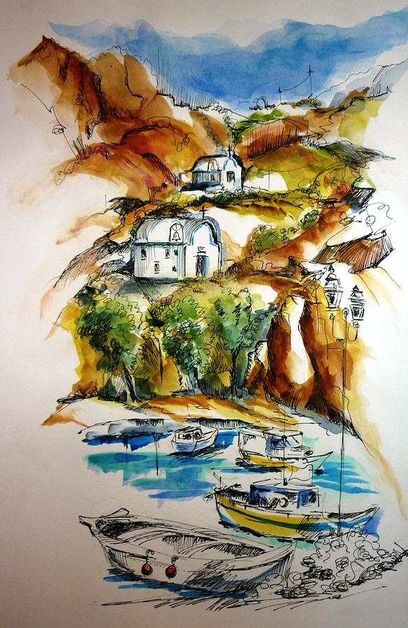 Kalymnos Painting by Therese Alcorn
