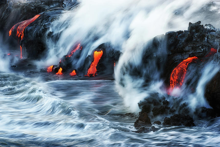 Nature Photograph - Kamokuna Lava Ocean Entry, 2016 by Christopher Johnson