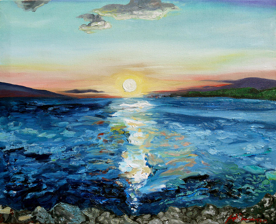 Kanaio Sunset / Between the Split Painting by Joseph Demaree - Fine Art ...