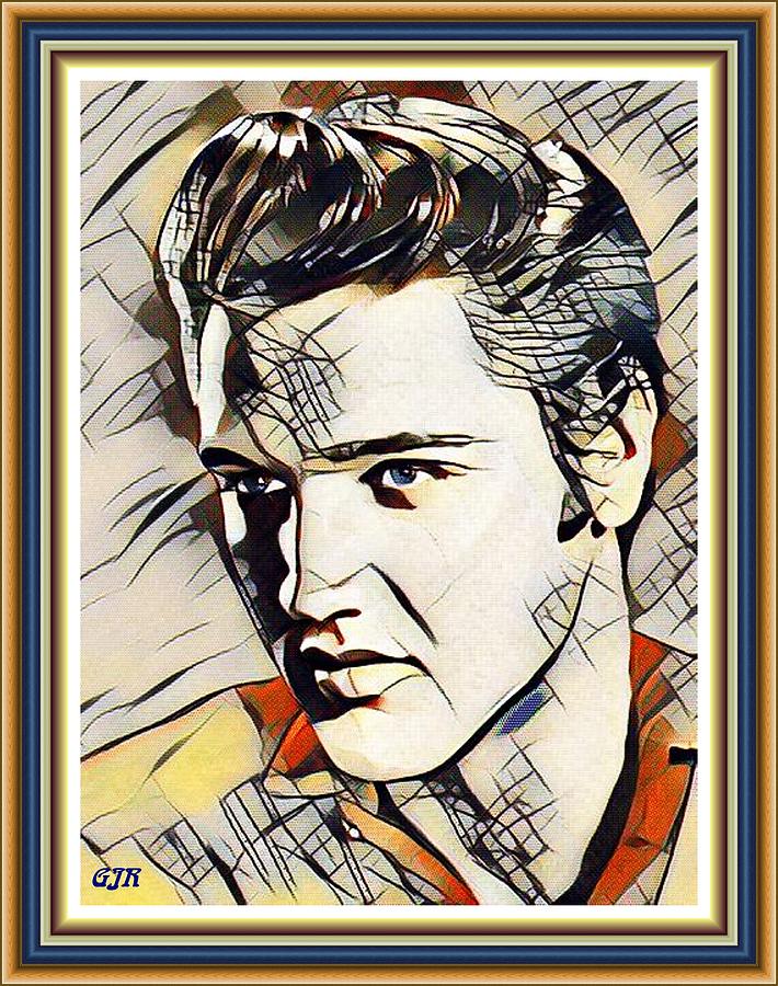 Kandinskycalia Catus 2 No. 2 - Famous People - The Late Elvis Presley. L A S Printed Frame. Digital Art by Gert J Rheeders