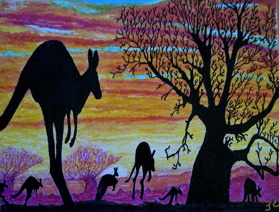 Kangaroos Painting by John Cunnane - Fine Art America