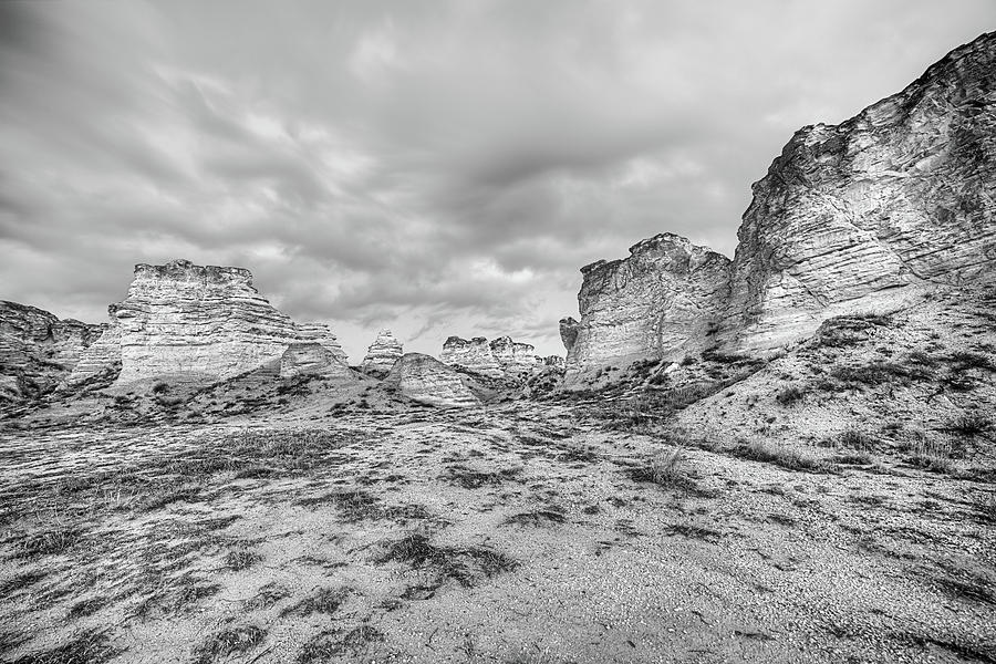 Kansas Badlands Black and White Photograph by JC Findley