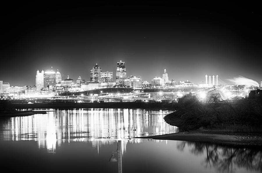 Kansas City in Black and White from Kaw Point Photograph by John ...