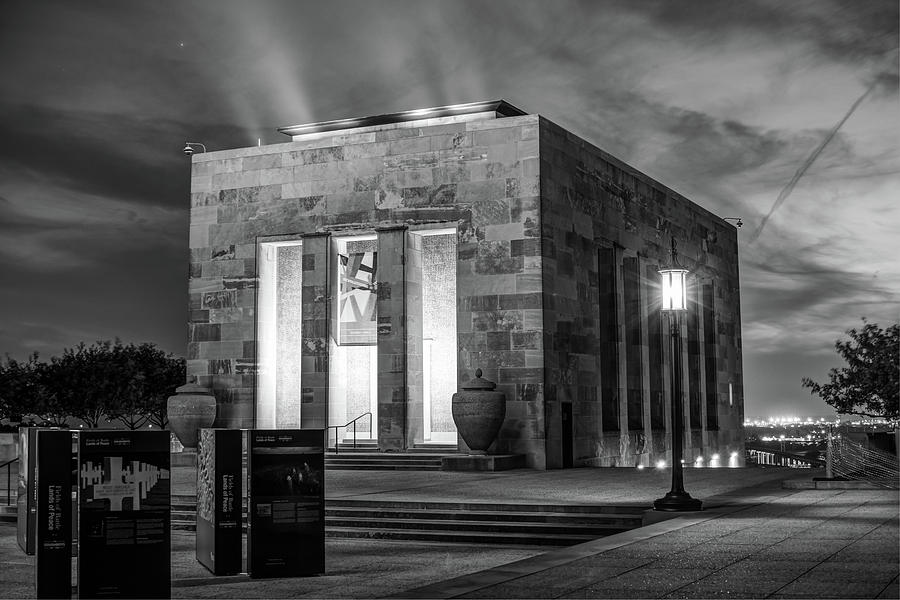 Kansas City Photograph - Kansas City Memorial at Dusk - Missouri Black and White by Gregory Ballos