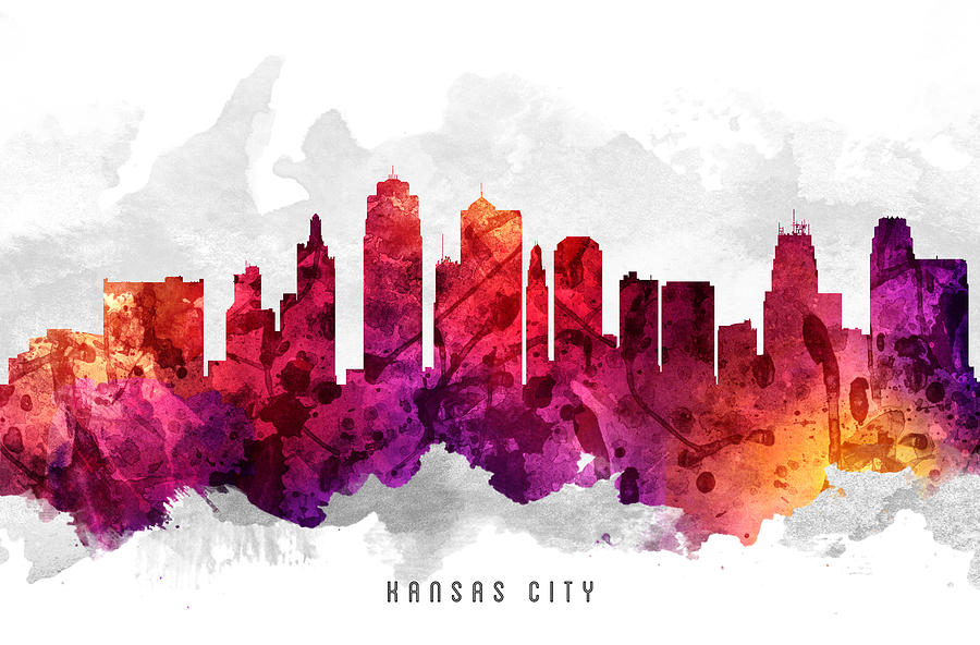 Kansas City Painting - Kansas City Missouri Cityscape 14 by Aged Pixel