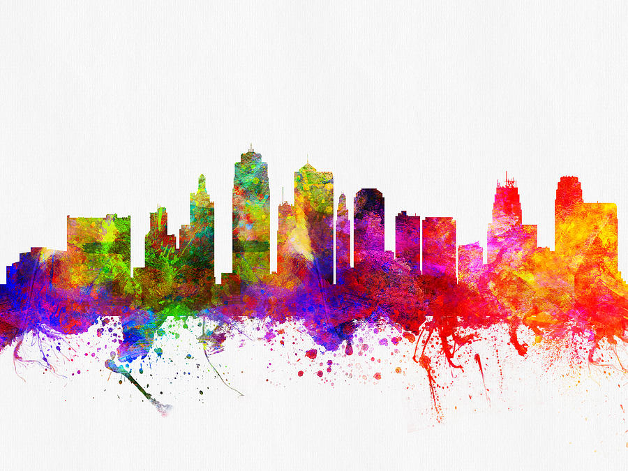 Kansas City Missouri Skyline Color02 Digital Art By Aged Pixel Fine