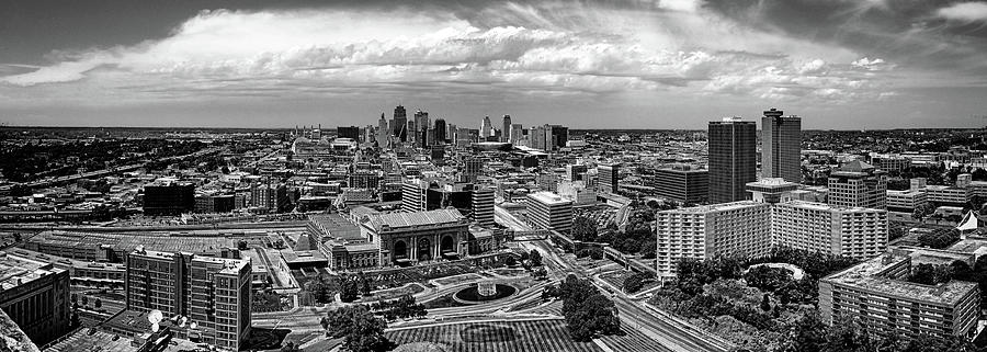 Kansas City Panorama BW Photograph by C H Apperson