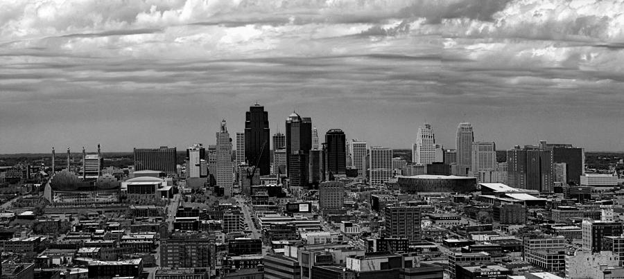 Kansas City Skyline Black and White Photograph by C H Apperson