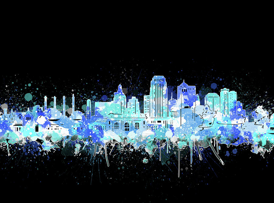 Kansas City Skyline Color Splatter 2 Digital Art
